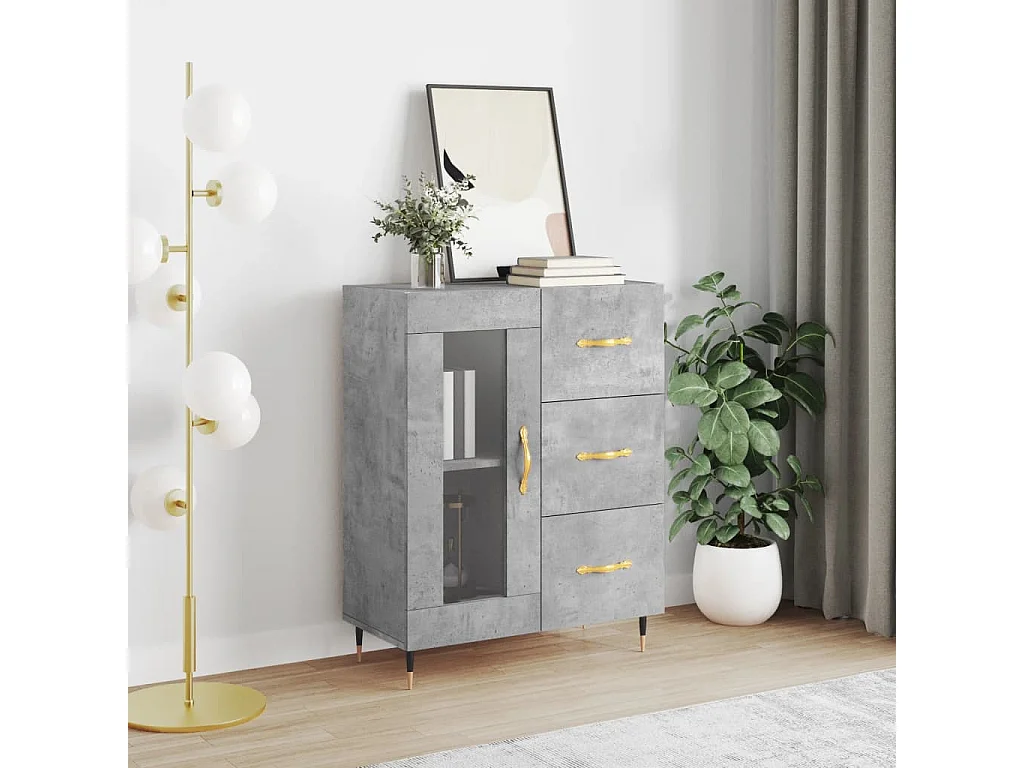 Dressoir 69,5x34x90 cm bewerkt hout betongrijs