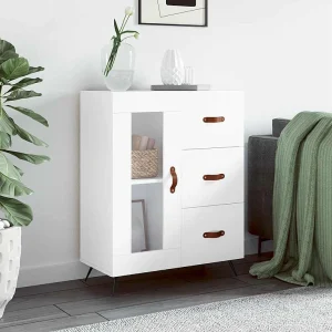 Dressoir 69,5x34x90 cm bewerkt hout wit Dressoir 69,5x34x90 cm bewerkt hout wit