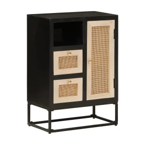 Dressoir 55x30x76 cm massief mangohout en ijzer zwart Dressoir 55x30x76 cm massief mangohout en ijzer zwart