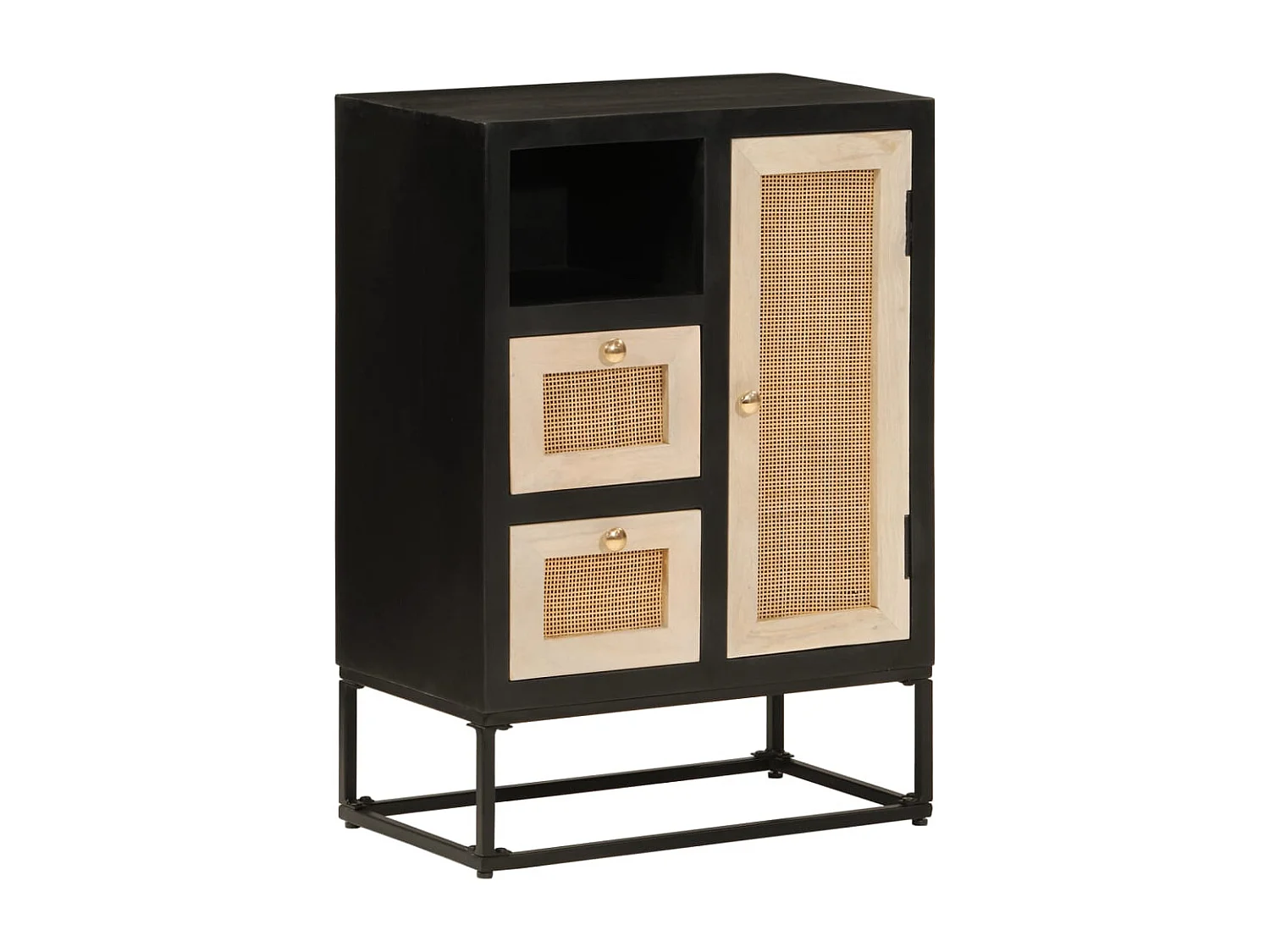 Dressoir 55x30x76 cm massief mangohout en ijzer zwart