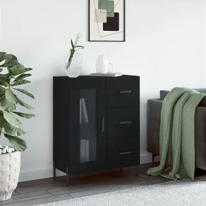Dressoir 69,5x34x90 cm bewerkt hout zwart Dressoir 69,5x34x90 cm bewerkt hout zwart