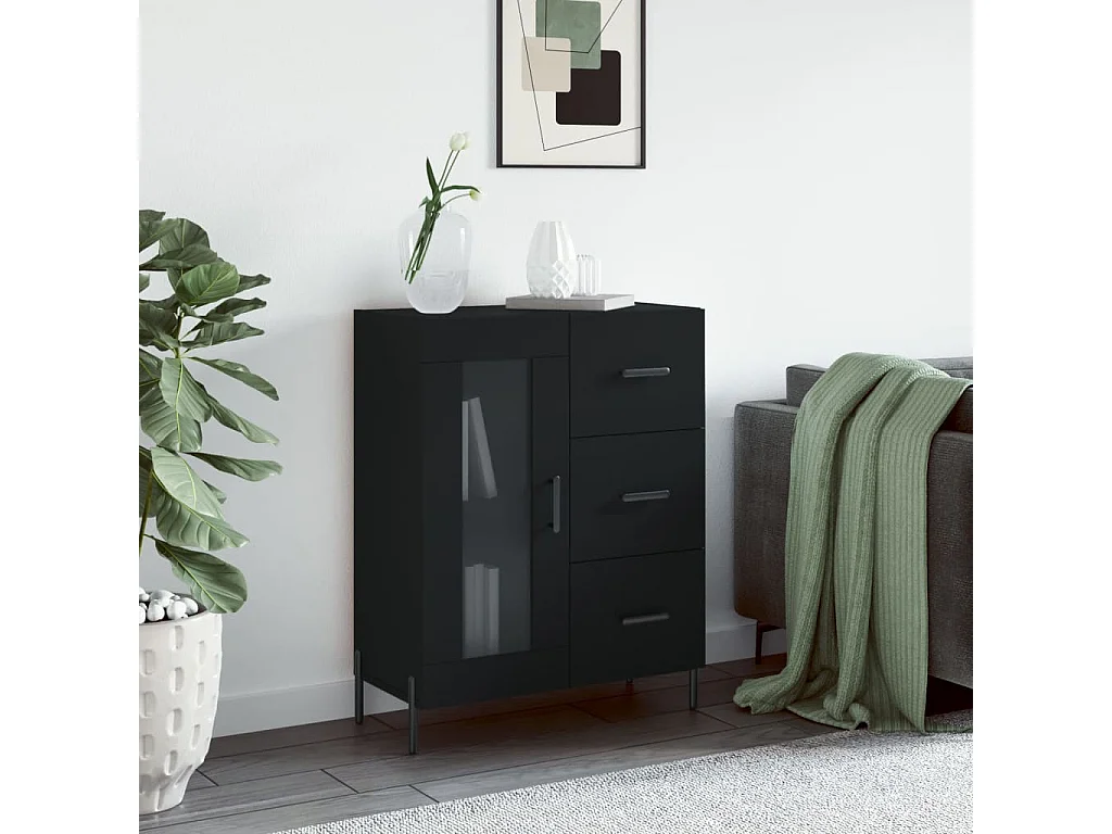 Dressoir 69,5x34x90 cm bewerkt hout zwart