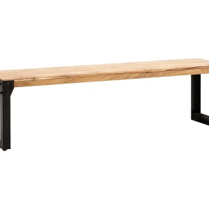 eetkamerbank 120x40x45 cm acacia massief hout metaal industrieel, eettafelbank massief houten bank zonder rugleuning, keukenbank eetbank modern, eetkamerbank klein