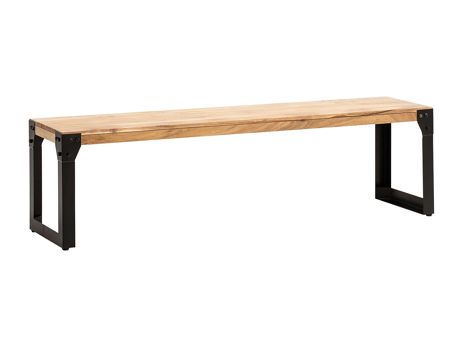 eetkamerbank 160x40x45 cm acacia massief hout metaal industrieel, eettafelbank massief houten bank zonder rugleuning, keukenbank eetbank modern, eetkamerbank groot