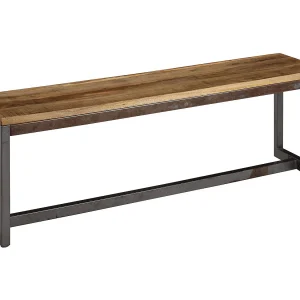 eetkamer  120 x 46 x 45 cm Mangohouten / metalen houten bank Vintage | Massieve eetbank zonder rugleuning | Keukenbank eetkamerbank klein