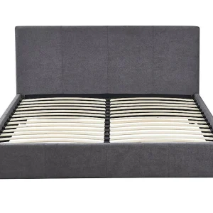 Dubbel bed ROMA – 140×200 cm – PU grijs – Inclusief bedbodem – Modern design – MDF-structuur