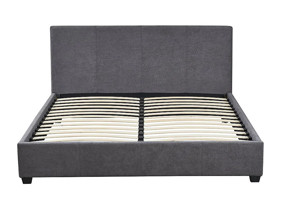 Dubbel bed ROMA – 140x200 cm – PU grijs – Inclusief bedbodem – Modern design – MDF-structuur