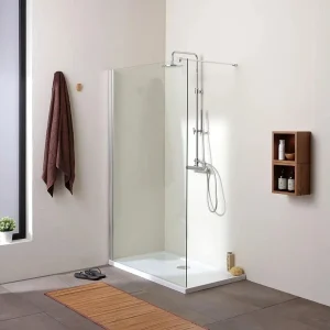Enkelwandige douchewand "Walk-in" in transparant glas cm 120x190h