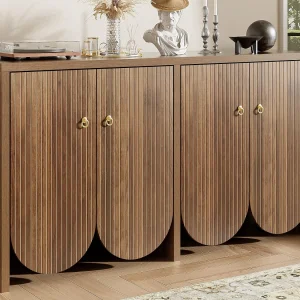 Dressoir 147x40x80cm – met 4 deuren – verstelbare planken – bruin Dressoir 147x40x80cm – met 4 deuren – verstelbare planken – bruin