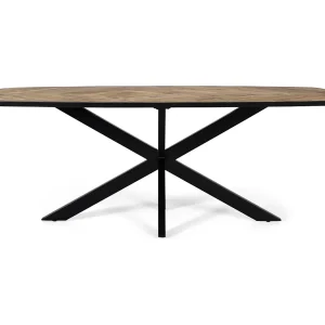 Tafel à kribbe in manguierbos met munten arrondis 220 cm Tafel à kribbe in manguierbos met munten arrondis 220 cm