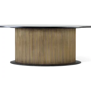 Tafel met kribbe met plateau in manguierhout en gouden voet 220 cm