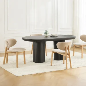 Set van 6 stoelen in stof en rubberhout – Beige – FALDRA Set van 6 stoelen in stof en rubberhout – Beige – FALDRA