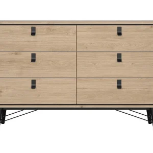 Dubbele ladekast met 6 lades en metalen onderstel B150,3 cm – JOYCE Dubbele ladekast met 6 lades en metalen onderstel B150,3 cm – JOYCE