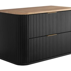 ELEGANCE Onderkast 41,5 × 80,4 × 51,7 cm met zwarte kast en eiken craft gouden blad ELEGANCE Onderkast 41,5 × 80,4 × 51,7 cm met zwarte kast en eiken craft gouden blad