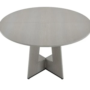 Ensemble Tafel SucceBuy Ronde Eettafel, 119 cm, Houten Eettafel voor 2-4 Personen, Rustiek Rond Meubilair met Dikke Houten Poten, Grijs (Alleen Tafel)