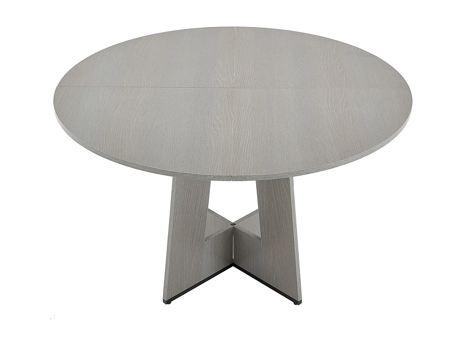 Ensemble Tafel SucceBuy Ronde Eettafel, 119 cm, Houten Eettafel voor 2-4 Personen, Rustiek Rond Meubilair met Dikke Houten Poten, Grijs (Alleen Tafel)