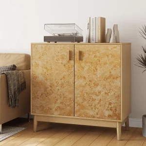 Geel dressoir – Dressoir met 2 deuren en verstelbare planken – voor woonkamer en hal Geel dressoir – Dressoir met 2 deuren en verstelbare planken – voor woonkamer en hal