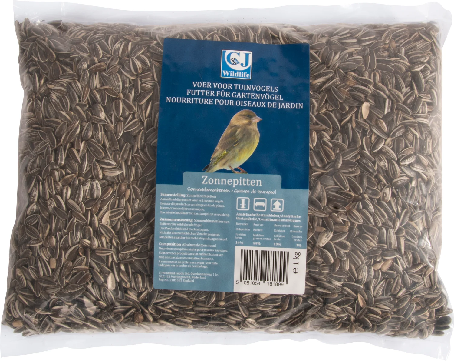 CJ Wildlife tuinvogelvoer zonnebloempitten 1 kg