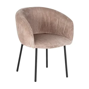 Eetkamerstoel SEVILLE – Ribfluweel zandkleur – Armleuningen – Zwarte metalen poten – Design / Industriële stijl Eetkamerstoel SEVILLE – Ribfluweel zandkleur – Armleuningen – Zwarte metalen poten – Design / Industriële stijl