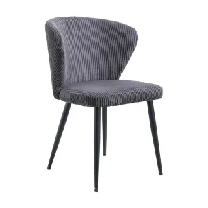 Eetkamerstoel TORONTO – Geribbeld fluweel grijs – Zwarte metalen poten – Design stijl Eetkamerstoel TORONTO – Geribbeld fluweel grijs – Zwarte metalen poten – Design stijl