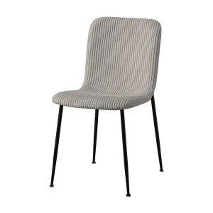 Eetkamerstoel CORDUROY – Ribfluweel lichtgrijs – Zwarte metalen poten – Design stijl Eetkamerstoel CORDUROY – Ribfluweel lichtgrijs – Zwarte metalen poten – Design stijl