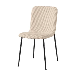 Eetkamerstoel CORDUROY – Ribfluweel beige – Zwarte metalen poten – Designstijl Eetkamerstoel CORDUROY – Ribfluweel beige – Zwarte metalen poten – Designstijl