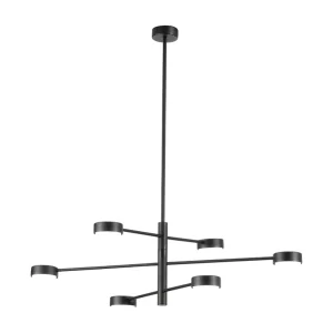 Eclipsia Zwarte Plafondlamp – d850x845mm 6xGX53 – Elegante Metalen Hanglamp