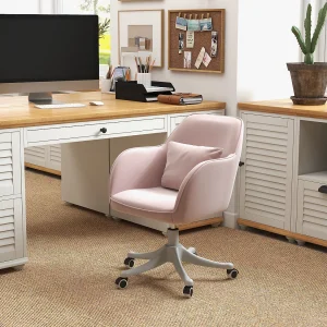 Ergonomische bureaustoel in roze fluweel met USB-lendenmassage en hoogteverstelling Ergonomische bureaustoel in roze fluweel met USB-lendenmassage en hoogteverstelling