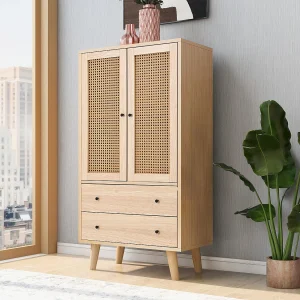 Dressoir met 2 deuren en 2 lades, opbergruimte, MDF, eiken, (60x40x120 cm) Dressoir met 2 deuren en 2 lades, opbergruimte, MDF, eiken, (60x40x120 cm)