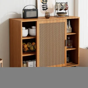 Dressoir met 2 deuren, modern design, hout, walnootkleur, met verstelbare planken (100x40x90 cm) Dressoir met 2 deuren, modern design, hout, walnootkleur, met verstelbare planken (100x40x90 cm)