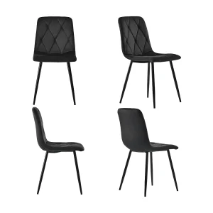 Eetkamerstoel (4 stuks), gestoffeerde designstoel, zitting van keperstof, metalen frame, rugleuning, zwarte metalen poten, beige (45x40x86 cm) Eetkamerstoel (4 stuks), gestoffeerde designstoel, zitting van keperstof, metalen frame, rugleuning, zwarte metalen poten, beige (45x40x86 cm)