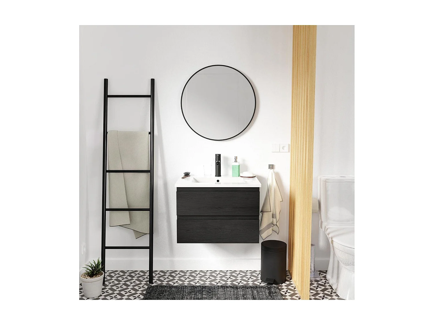 Enkele unit + wastafel + kraan + spiegel SORRENTO
