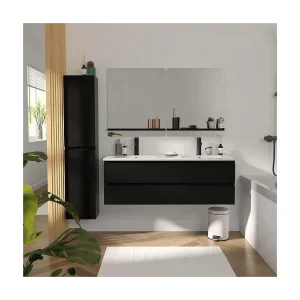 Dubbele wastafelmeubel + wastafel + spiegel + SORRENTO kolom
