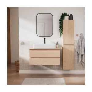 Enkele wastafelmeubelset 80 cm + wastafel + kraan + spiegel + SORRENTO kolom Enkele wastafelmeubelset 80 cm + wastafel + kraan + spiegel + SORRENTO kolom