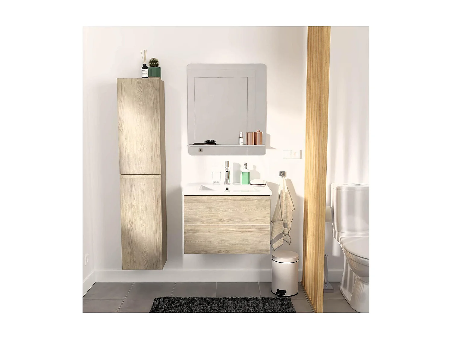 Enkele unit + wastafel + spiegel + SORRENTO kolom
