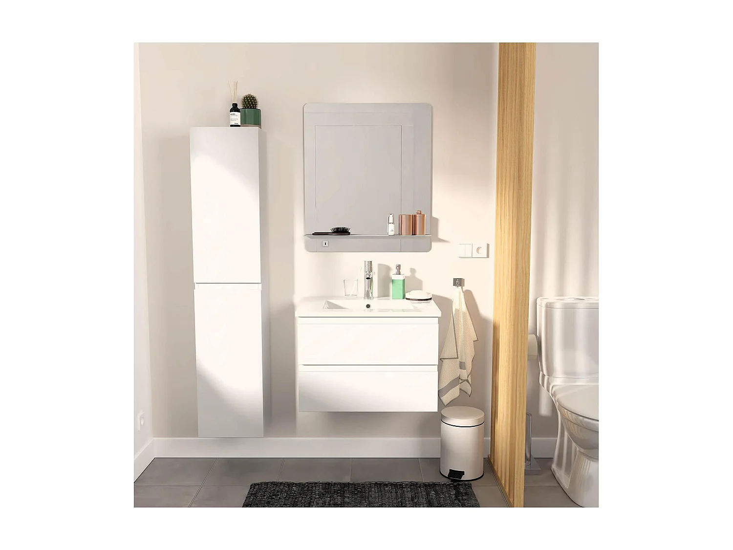 Enkele unit + wastafel + spiegel + SORRENTO kolom
