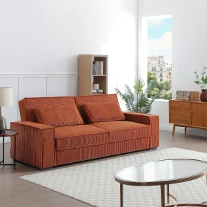 Driezitsbank omvormbaar tot fluweel ribfluweel terracotta FINORO