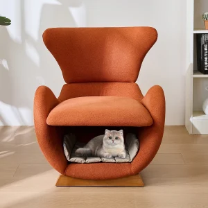 Eenpersoonsbank – 66 x 55 x 76 cm – Huisdiervriendelijke loungestoel – Hout – Rood Eenpersoonsbank – 66 x 55 x 76 cm – Huisdiervriendelijke loungestoel – Hout – Rood