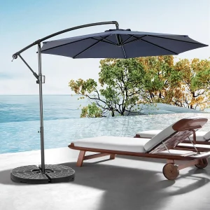 Dubbelzijdige rechthoekige buitenparasol met slinger, stalen frame, marineblauw (4,5×4,5x3m) Dubbelzijdige rechthoekige buitenparasol met slinger, stalen frame, marineblauw (4,5×4,5x3m)