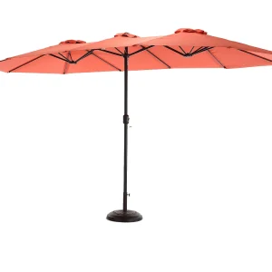 Dubbelzijdige rechthoekige buitenparasol met slinger, stalen frame, oranje (4,5×4,5x3m) Dubbelzijdige rechthoekige buitenparasol met slinger, stalen frame, oranje (4,5×4,5x3m)