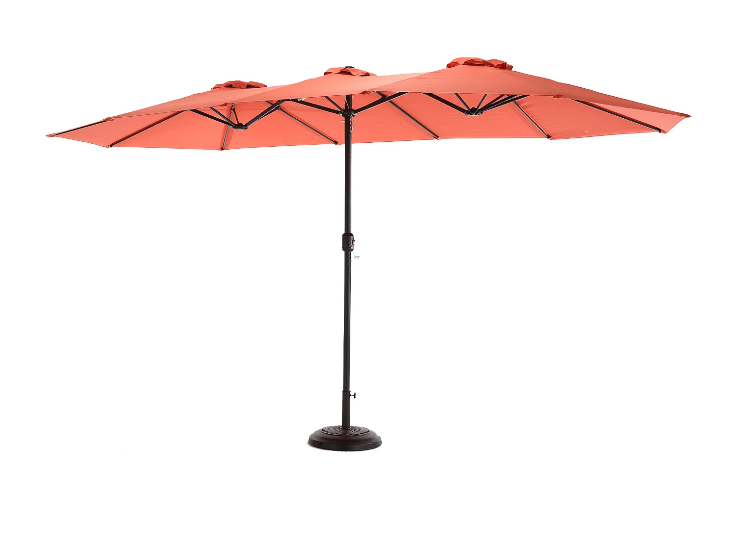Dubbelzijdige rechthoekige buitenparasol met slinger, stalen frame, oranje (4,5x4,5x3m)