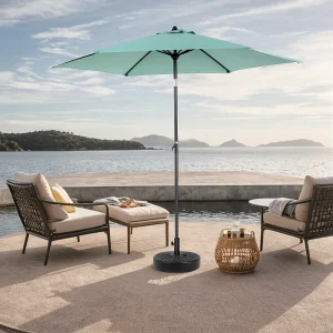 Dubbelzijdige rechthoekige buitenparasol, met slinger, staal, lichtgroen (274x213x200 cm) Dubbelzijdige rechthoekige buitenparasol, met slinger, staal, lichtgroen (274x213x200 cm)