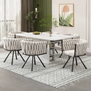 Eetkamerstoel van linnen, slaapkamerstoel met eikenhouten poten, knoop, chromen studs en afwerking, keukenstoel (beige, set van 4) Eetkamerstoel van linnen, slaapkamerstoel met eikenhouten poten, knoop, chromen studs en afwerking, keukenstoel (beige, set van 4)