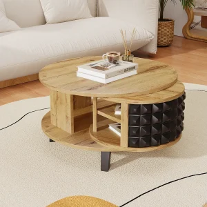 Draaibare salontafel met verborgen opbergruimte, spaanplaat, natuurlijke kleur (85,2x80x45,2 cm) Draaibare salontafel met verborgen opbergruimte, spaanplaat, natuurlijke kleur (85,2x80x45,2 cm)