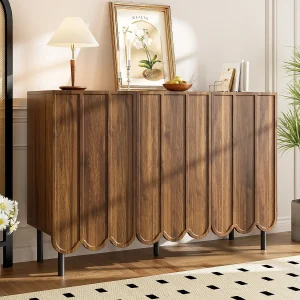 Eetkamermeubel notenhout, driedeurs dressoir, multifunctioneel, 120x35x80 cm, notenhout