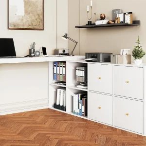 Draaibureau 360° – met 4 laden – 4 scheiders – van MDF – wit