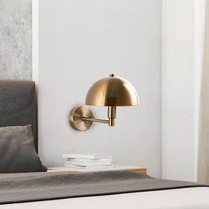 Wandlamp paddestoel van metaal met messing effect – H. 29 x D. 20 cm – ELDO
