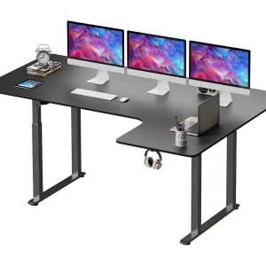 Dripex L-vormig Elektrisch in Hoogte Verstelbaar Bureau, 180 x 110 cm, Dubbele Motor, Voegplaat, Zwart