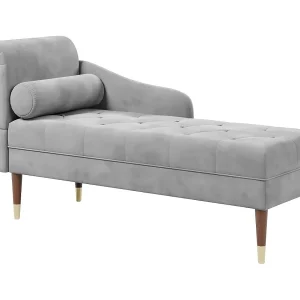 Fluwelen chaise longue, chaise longue, relaxfauteuil met armleuningen aan de linkerkant en lendenkussen voor woonkamer, appartement, kleine ruimte – grijs Fluwelen chaise longue, chaise longue, relaxfauteuil met armleuningen aan de linkerkant en lendenkussen voor woonkamer, appartement, kleine ruimte – grijs