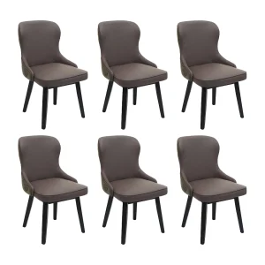 Eetkamerstoel MCW-M60 (set van 6), donkergroen-grijs Eetkamerstoel MCW-M60 (set van 6), donkergroen-grijs